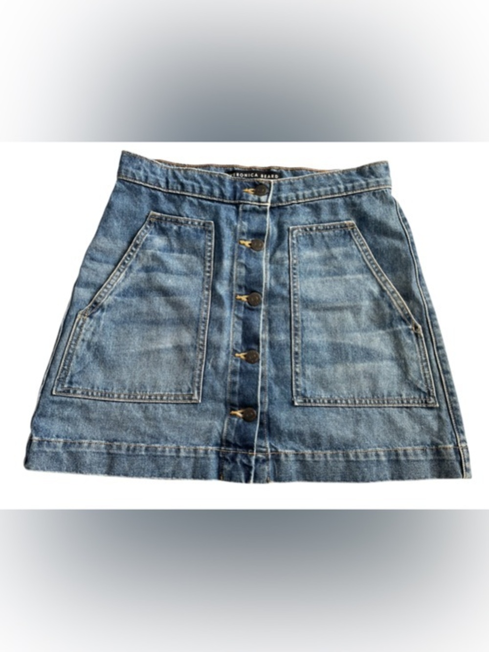Veronica Beard Light Blue Denim Button-Front A-Line Skirt